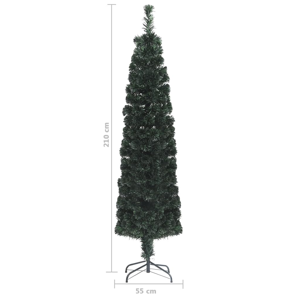 vidaXL Árvore de Natal artificial fina c/ suporte 210 cm fibra ótica