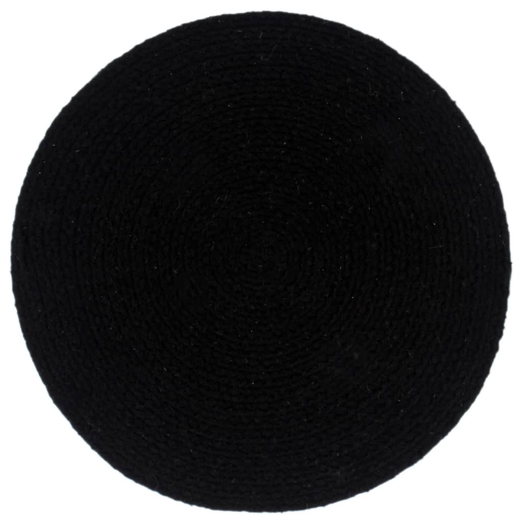vidaXL Individuais de mesa 4 pcs em algodão liso 38 cm redondo preto