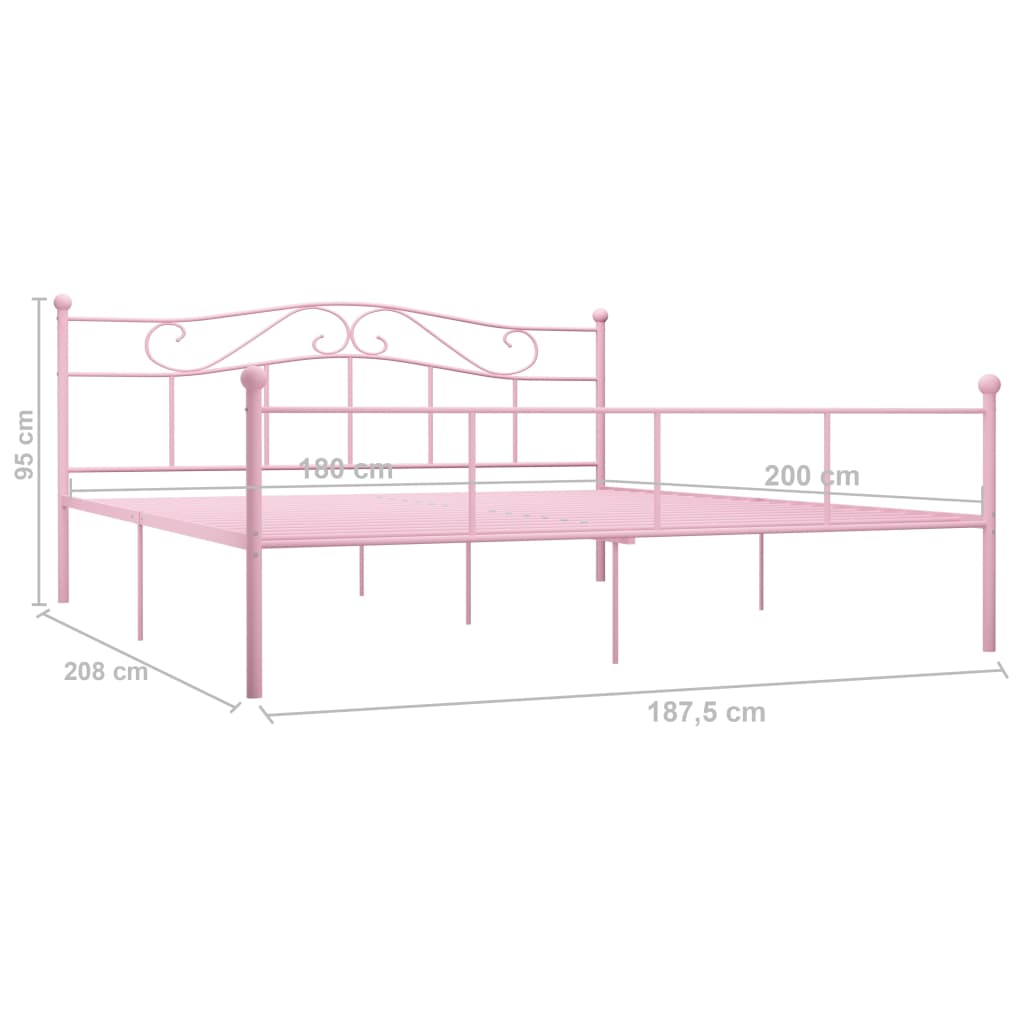 vidaXL Estrutura de cama 180x200 cm metal rosa