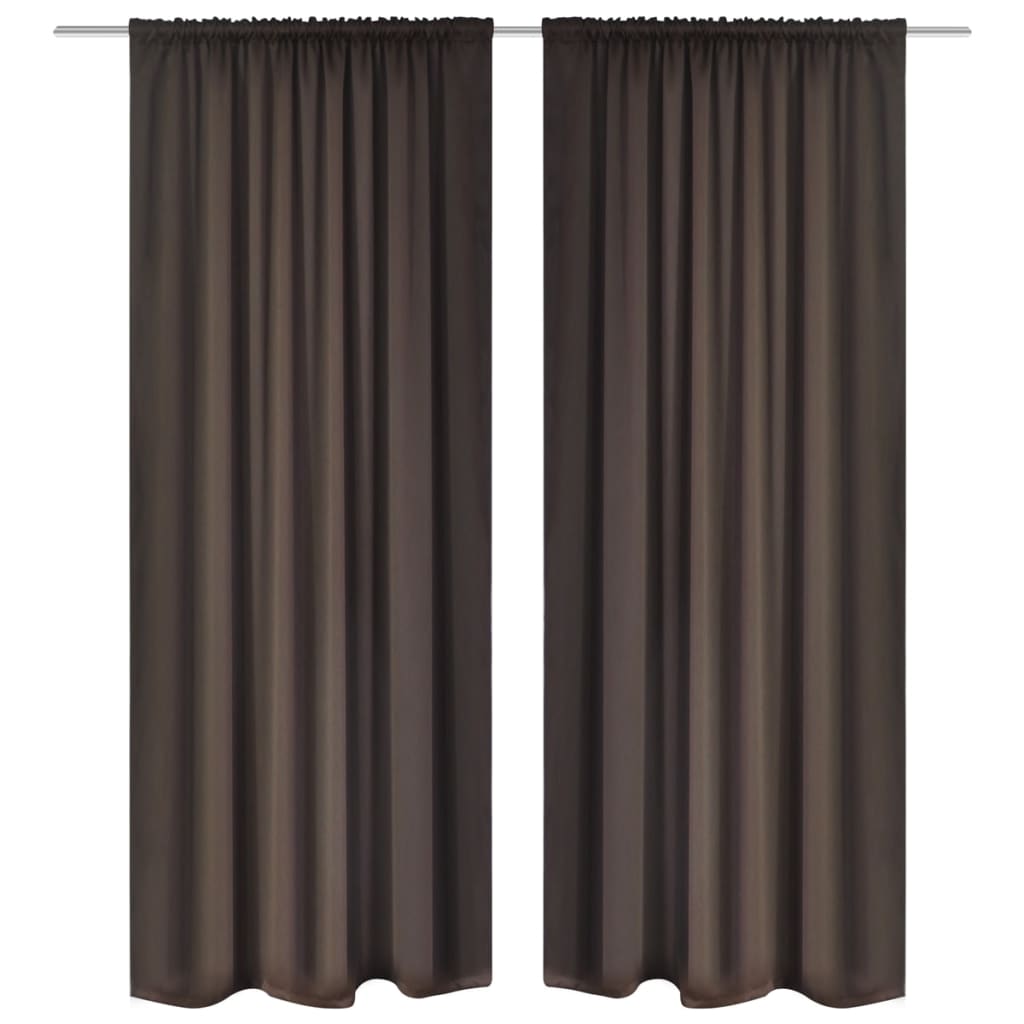 2 pcs cortinas opacas com barra de franzir 135 x 245 cm castanho