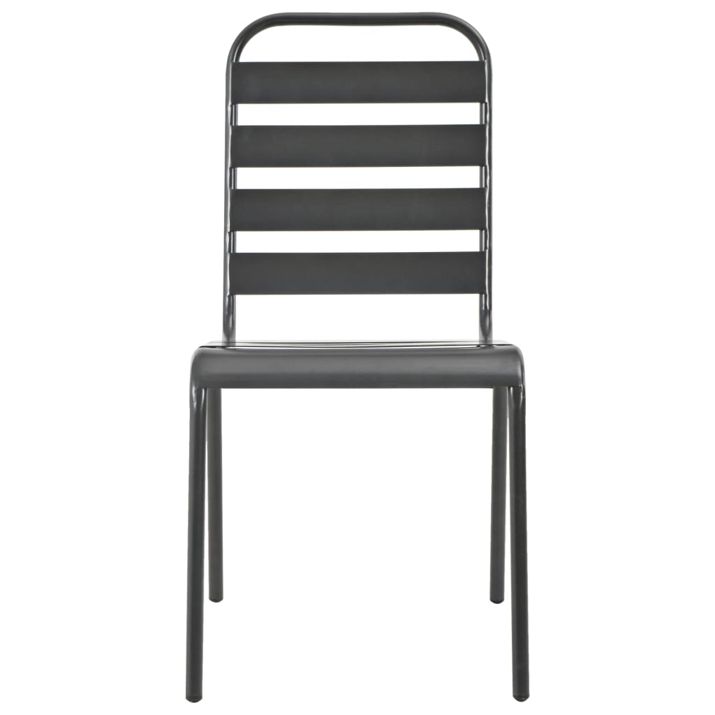 vidaXL Cadeiras de jardim design ripado 4 pcs aço cinzento-escuro