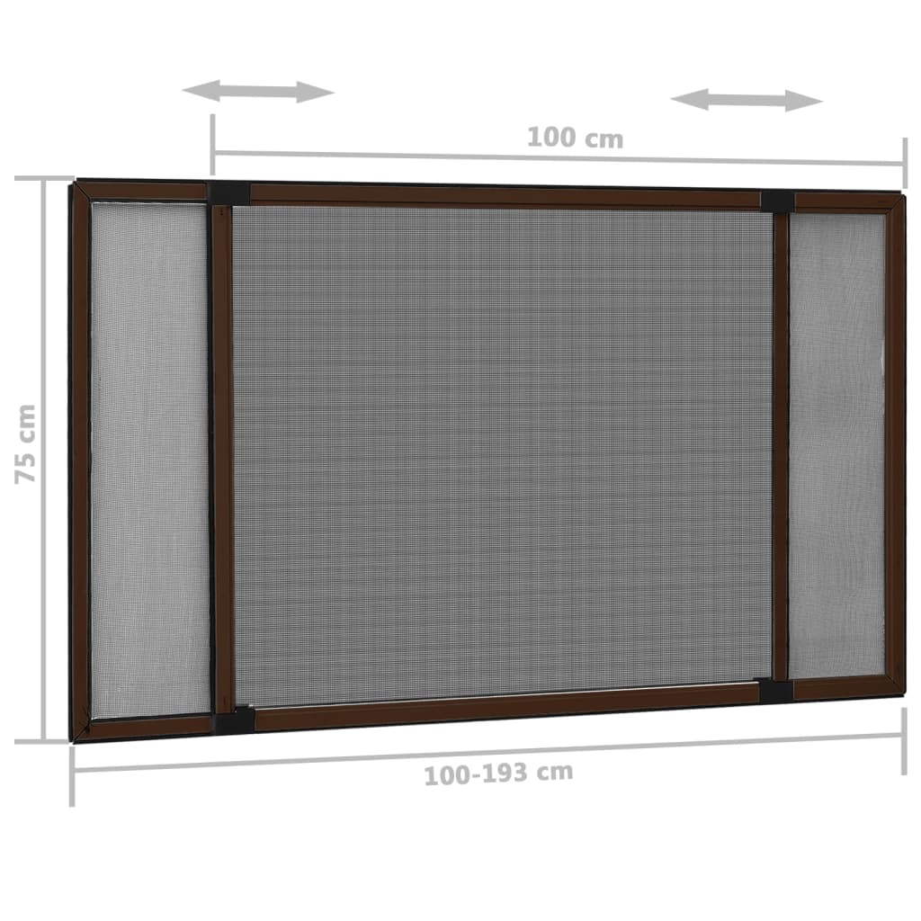 vidaXL Tela anti-insetos extensível p/ janelas (100-193)x75cm castanho