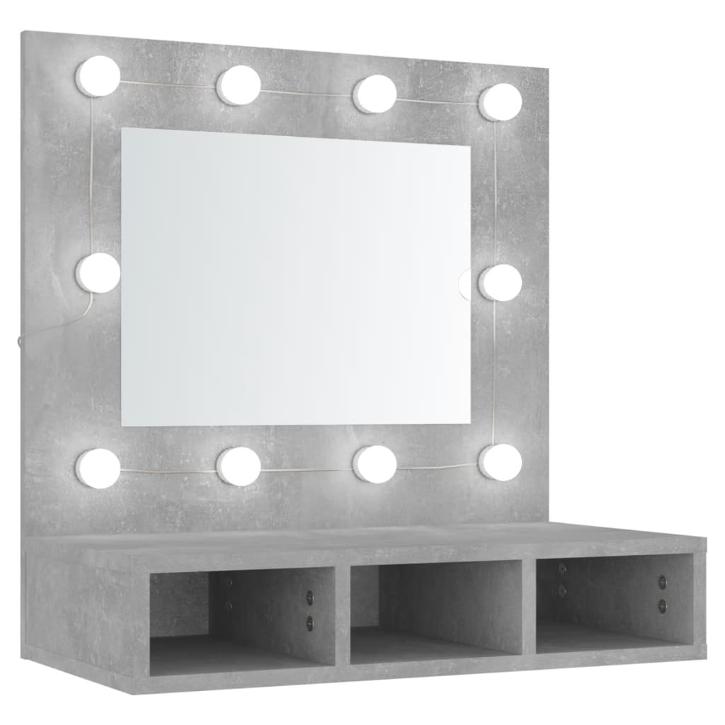 vidaXL Armário espelhado com LED 60x31,5x62 cm cinzento cimento