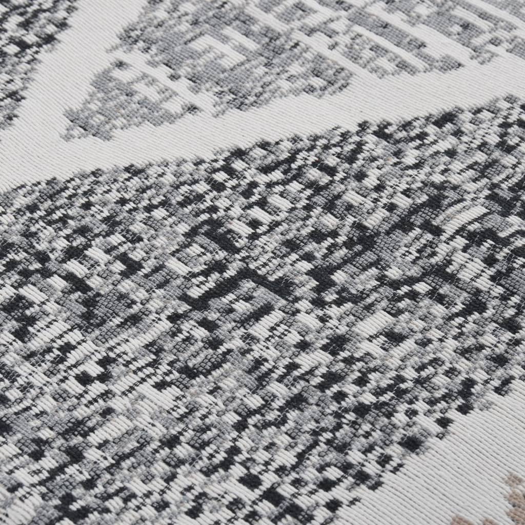 vidaXL Tapete 100x300 cm algodão preto e cinzento