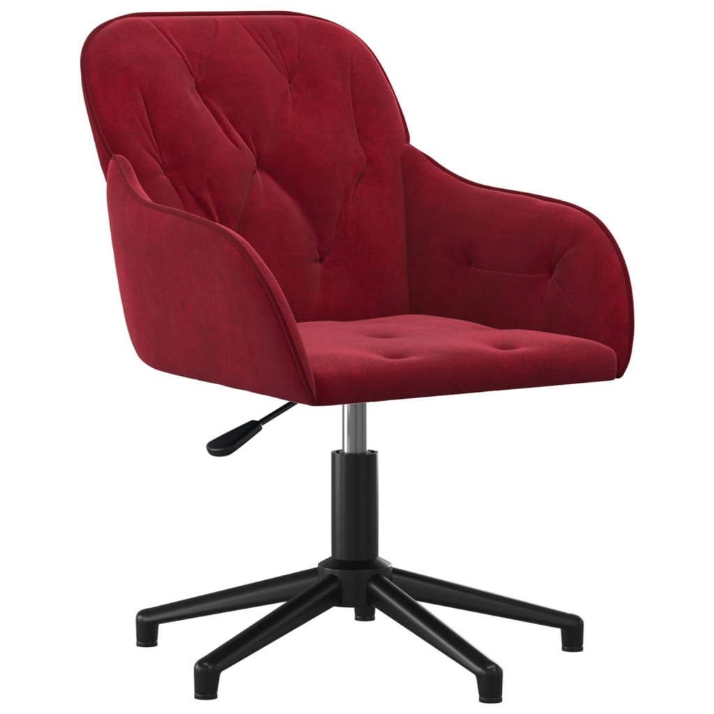vidaXL Cadeira de escritório giratória veludo vermelho tinto