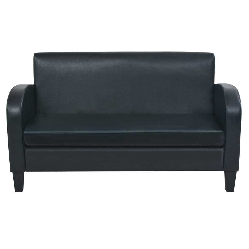 vidaXL Conjunto de sofás 2 pcs couro artificial preto