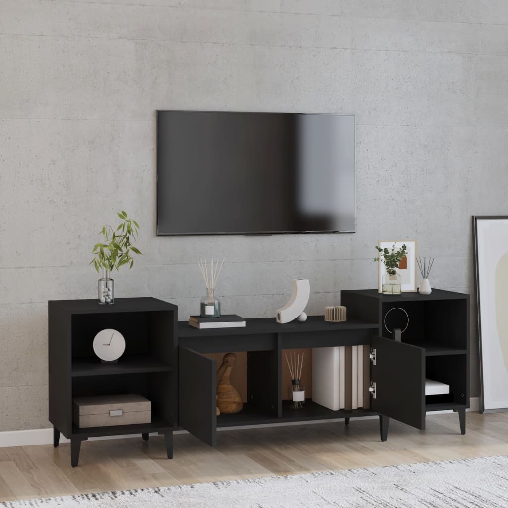 vidaXL Móvel de TV 160x35x55 cm derivados de madeira preto