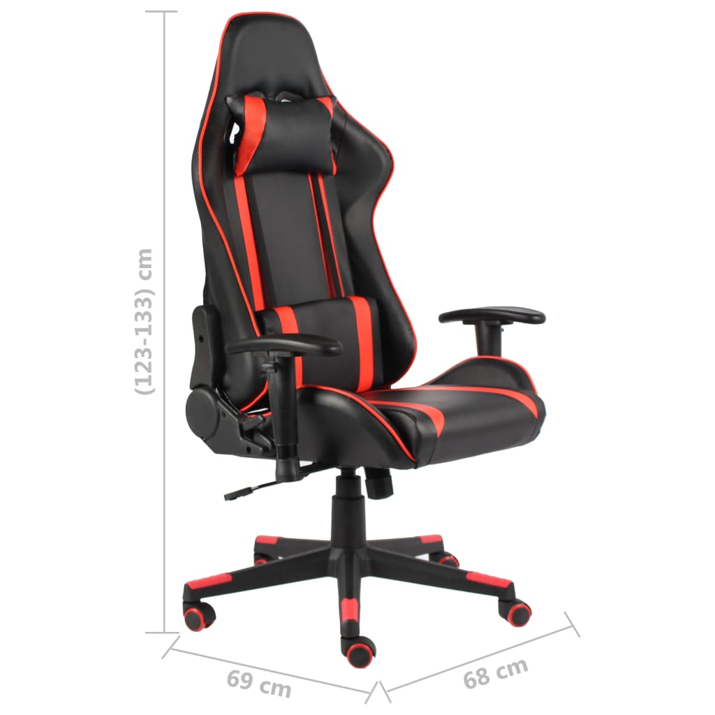vidaXL Cadeira de gaming giratória PVC vermelho