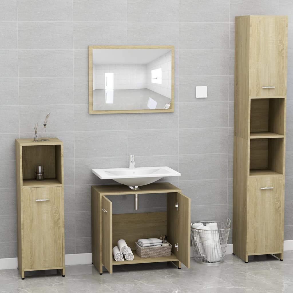 vidaXL Conjunto móveis casa de banho derivados madeira carvalho sonoma