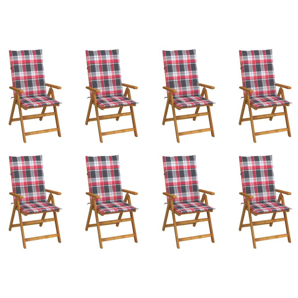 vidaXL Cadeiras de jardim dobráveis c/ almofadões 8 pcs acácia maciça