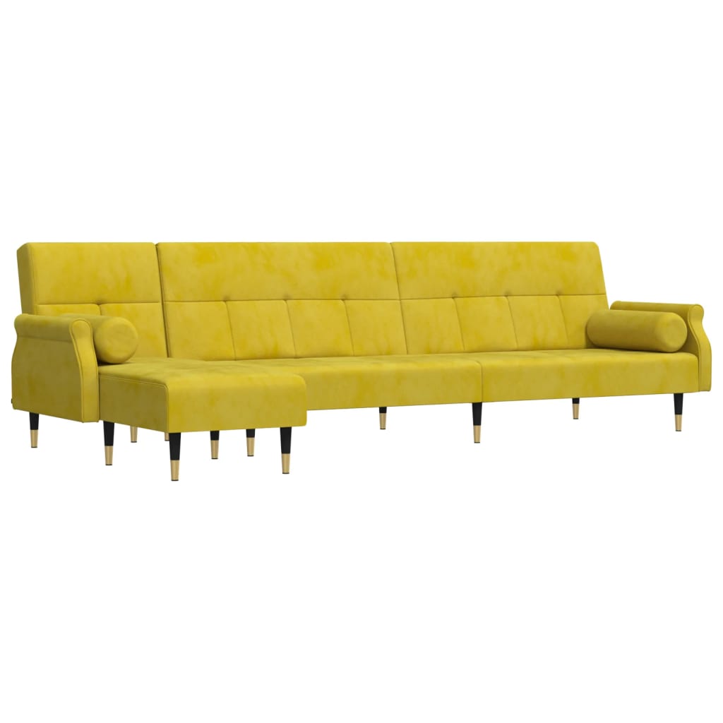 vidaXL Sofá-cama em forma de L 271x140x70 cm veludo amarelo
