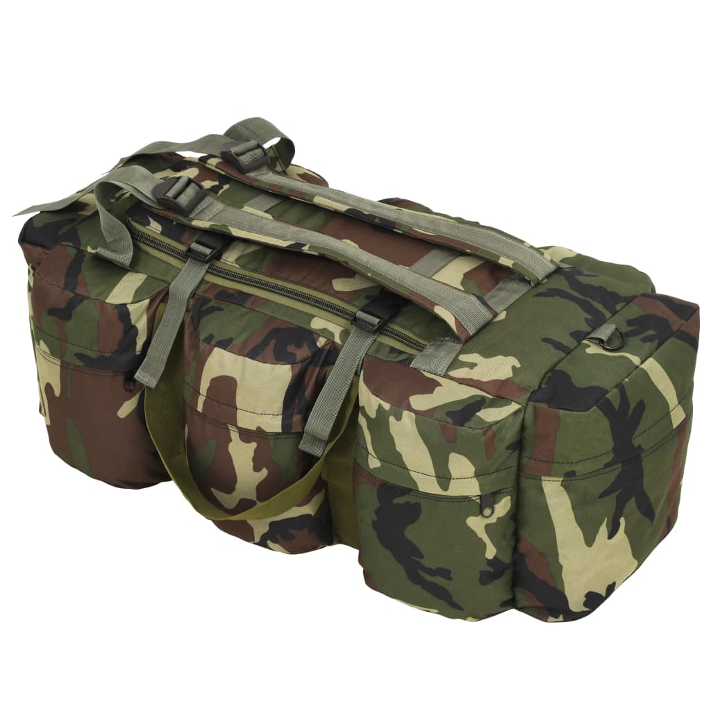 vidaXL Saco de lona estilo militar 3-em-1 90 L camuflagem