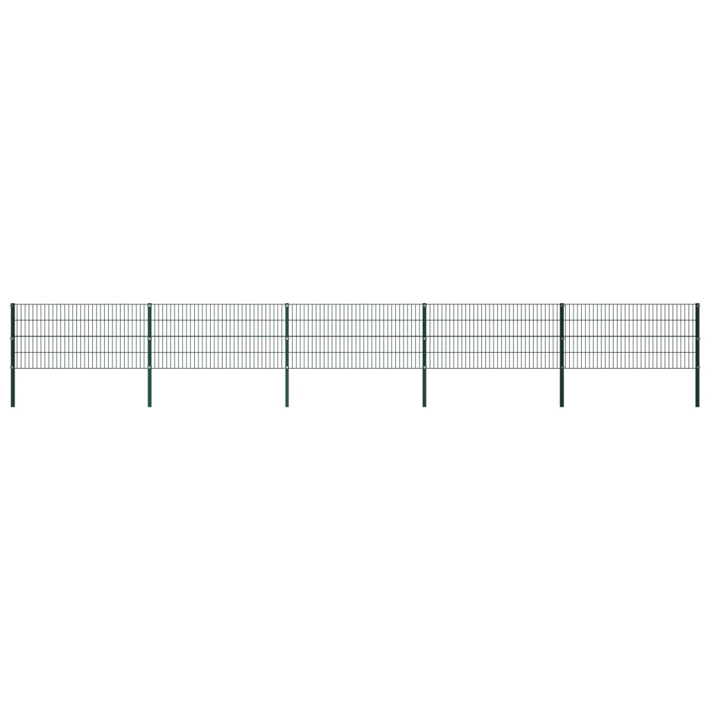 vidaXL Painel de vedação com postes ferro 8,5x0,8 m verde