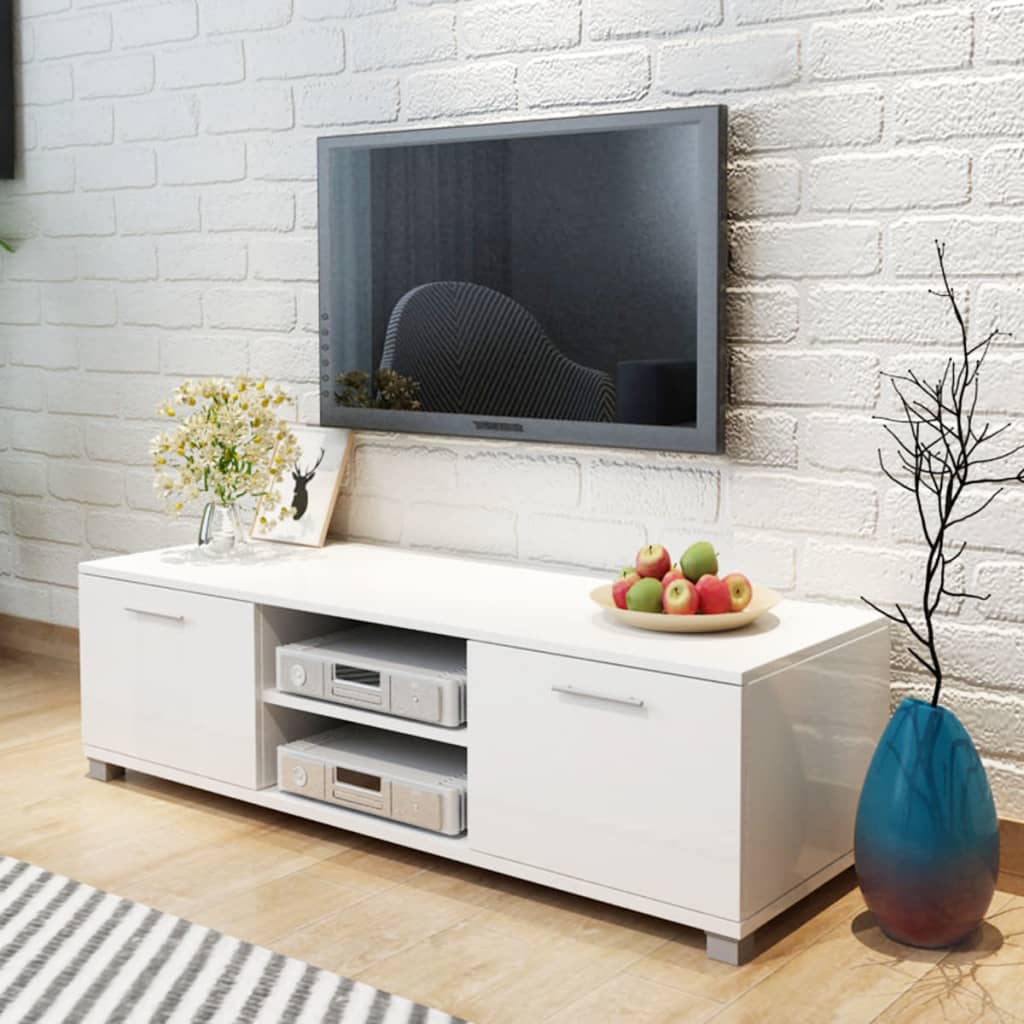 vidaXL Móvel de TV 120x40,5x35 cm branco brilhante