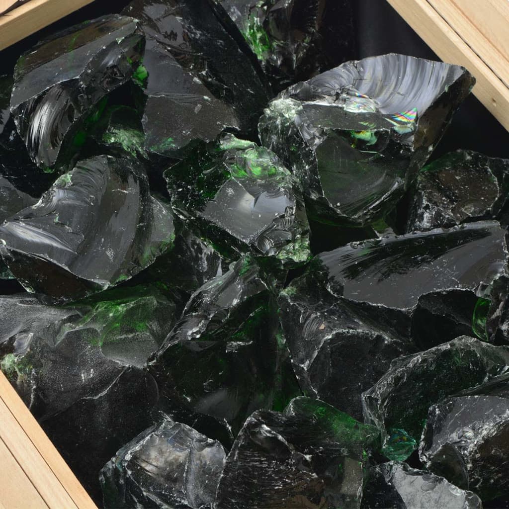 vidaXL Gabião com pedras de vidro verde 60-120 mm 25 kg