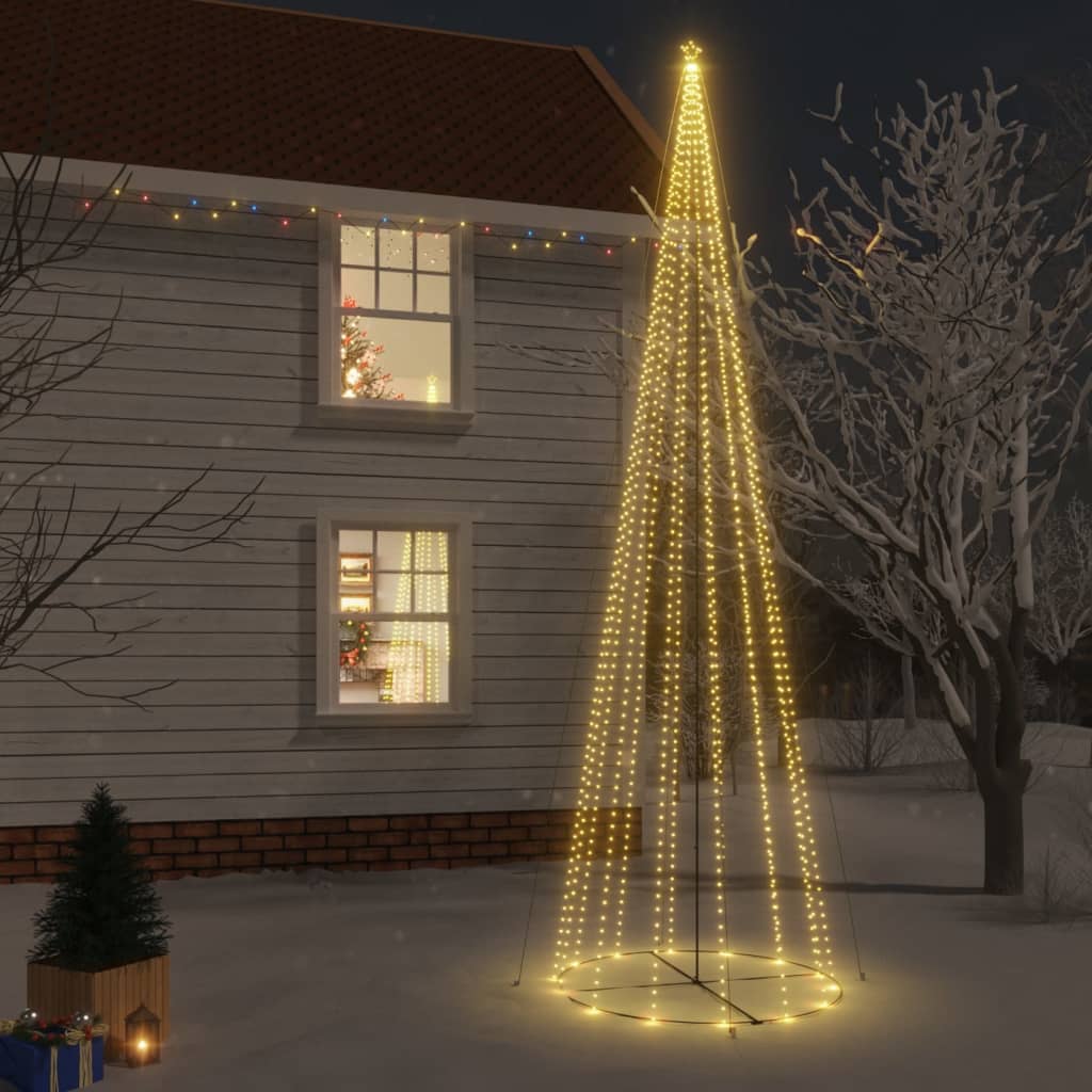 vidaXL Árvore de Natal em cone 1134 LEDs 230x800 cm branco quente