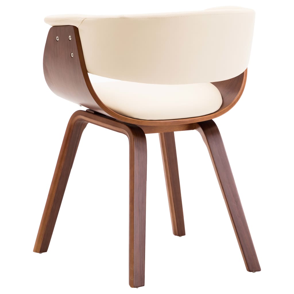 vidaXL Cadeira de jantar madeira curvada e couro artificial cor creme