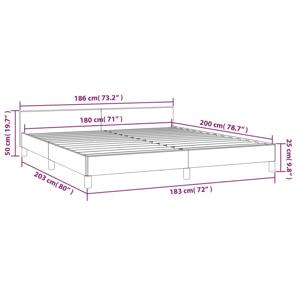 vidaXL Estrutura de cama c/ cabeceira 180x200 cm veludo cinzento-claro