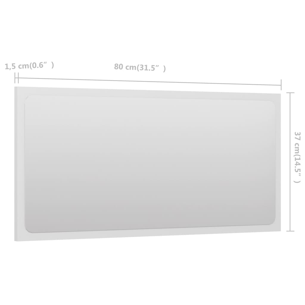 vidaXL Espelho de casa de banho 80x1,5x37 cm contraplacado branco