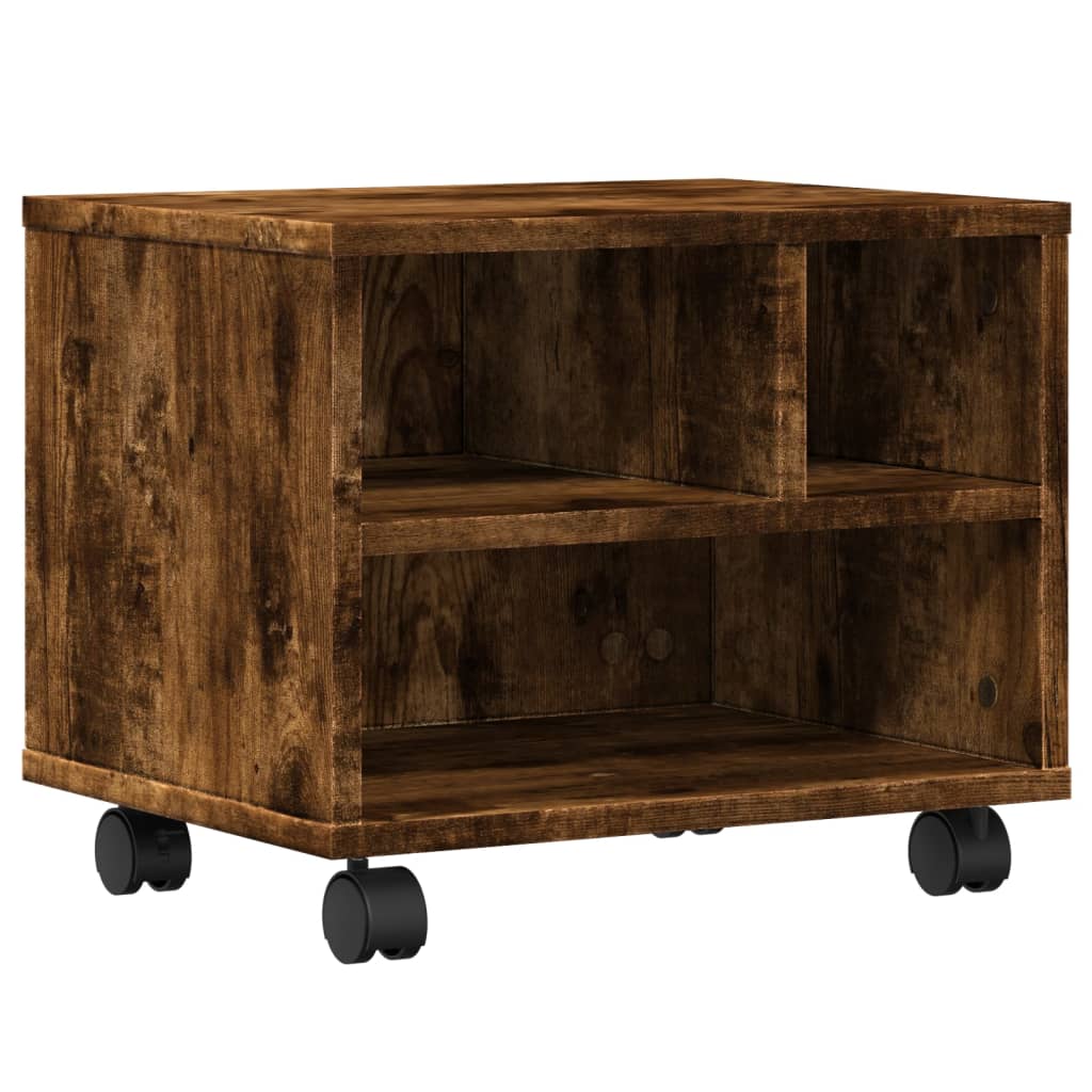 Supporto Per Stampante Con Ruote VidaXL, Nero Opaco 41x32x34,5 Cm, 3 Ripiani In Legno Ingegnerizzato, Facile Da Spostare - 4