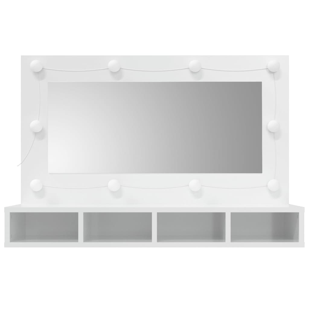 vidaXL Armário espelhado com LED 90x31,5x62 cm branco brilhante