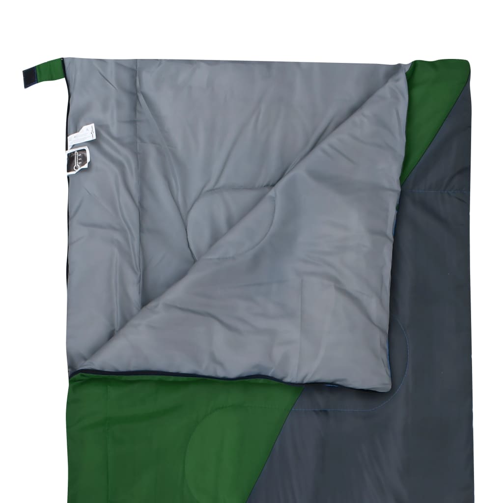 vidaXL Saco-cama de campismo leve tipo envelope 1100g 10 ºC verde