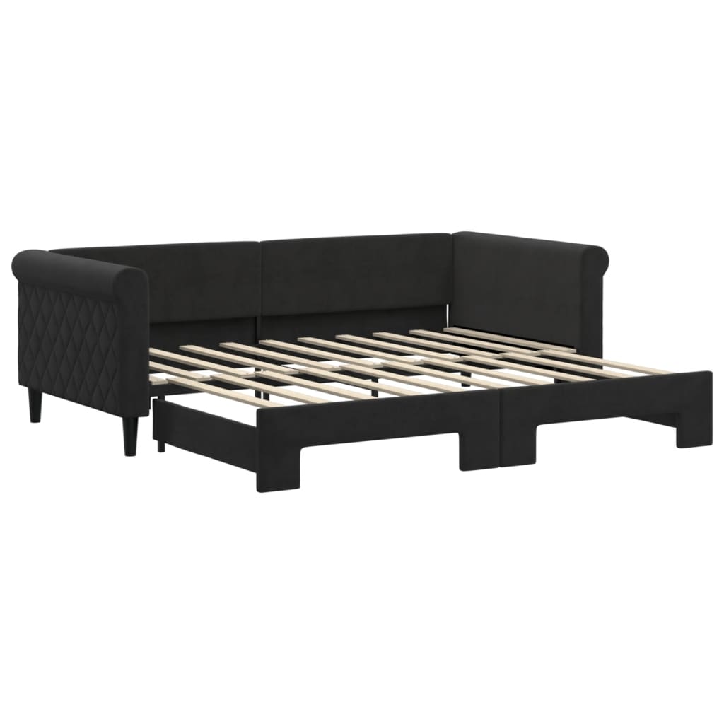 vidaXL Sofá-cama com gavetão 90x190 cm veludo preto