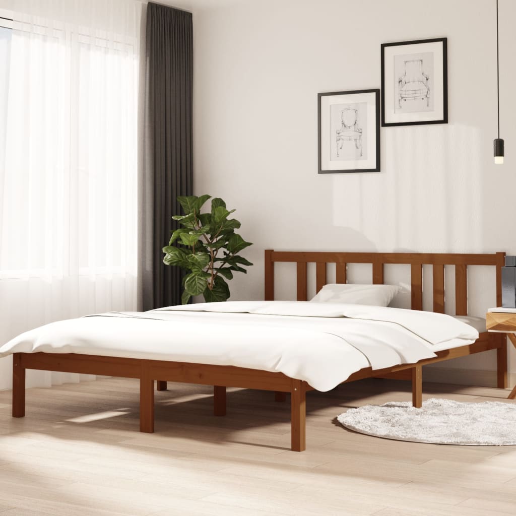 vidaXL Estrutura de cama 140x200 cm madeira maciça castanho mel