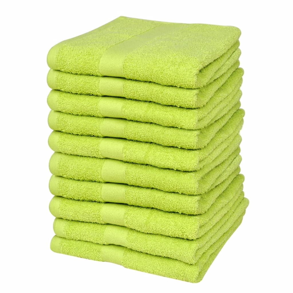 vidaXL Conjunto toalhas hóspedes 10pcs algodão 500g 30x50cm verde maça