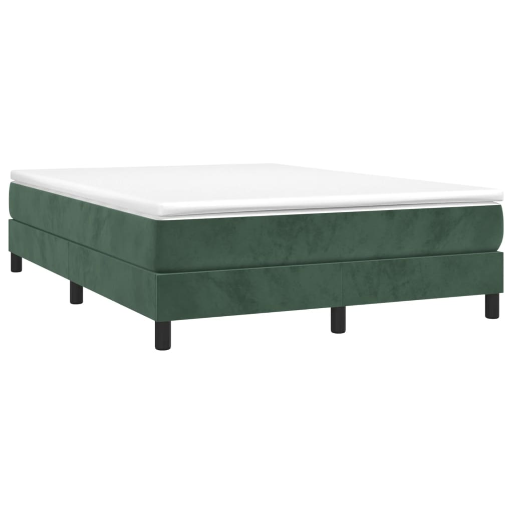 vidaXL Estrutura de cama com molas 140x190 cm veludo verde-escuro
