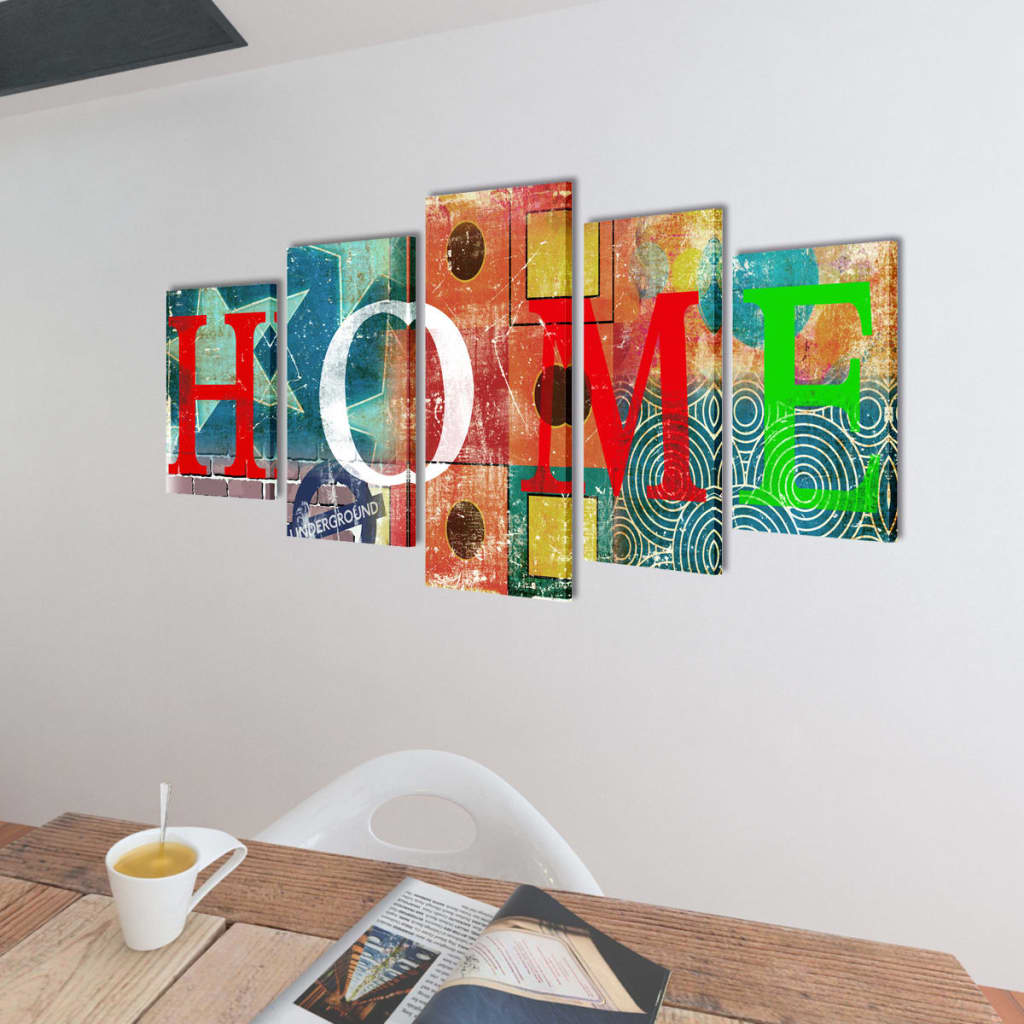 Conjunto telas coloridas para parede em lona, design Home, 100x50 cm