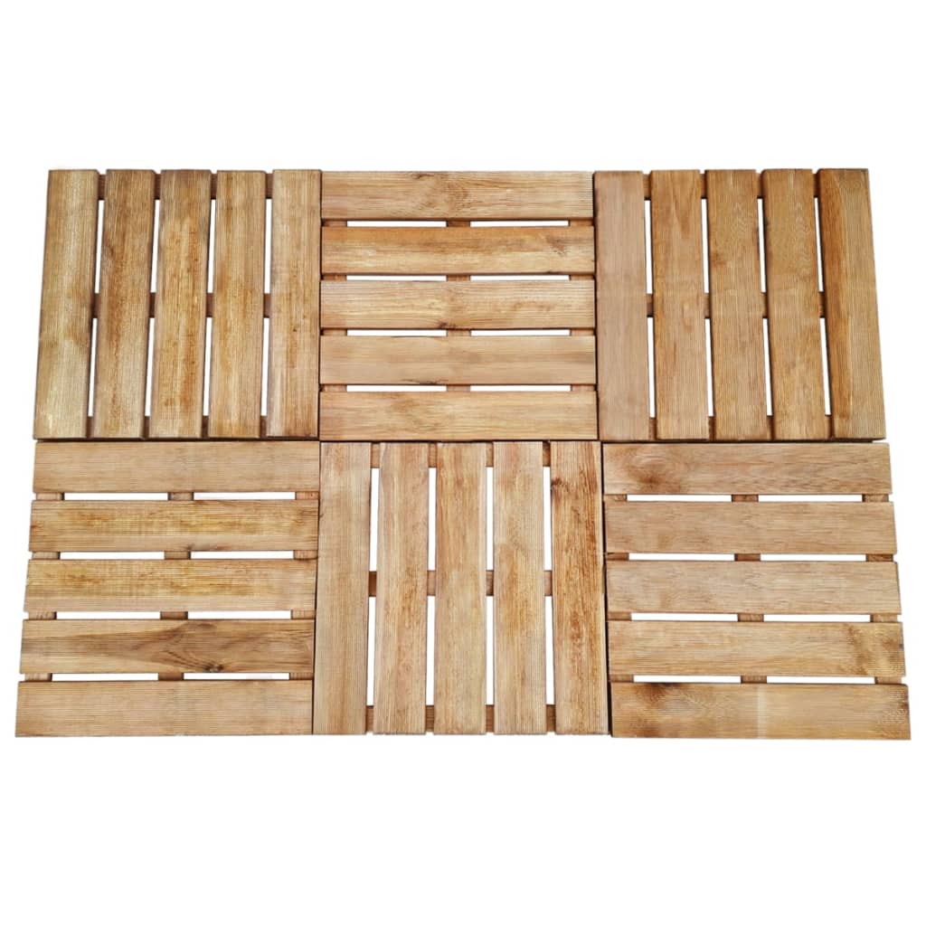 vidaXL Ladrilhos de pavimento 6 pcs 50x50 cm madeira castanho