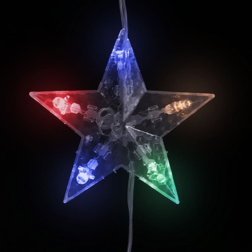 vidaXL Cortina de iluminação c/ estrelas 500 LEDs 8 funções colorido