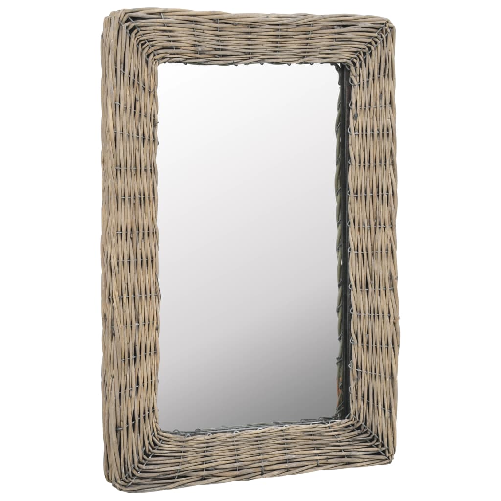 vidaXL Espelho em vime castanho 40x60 cm
