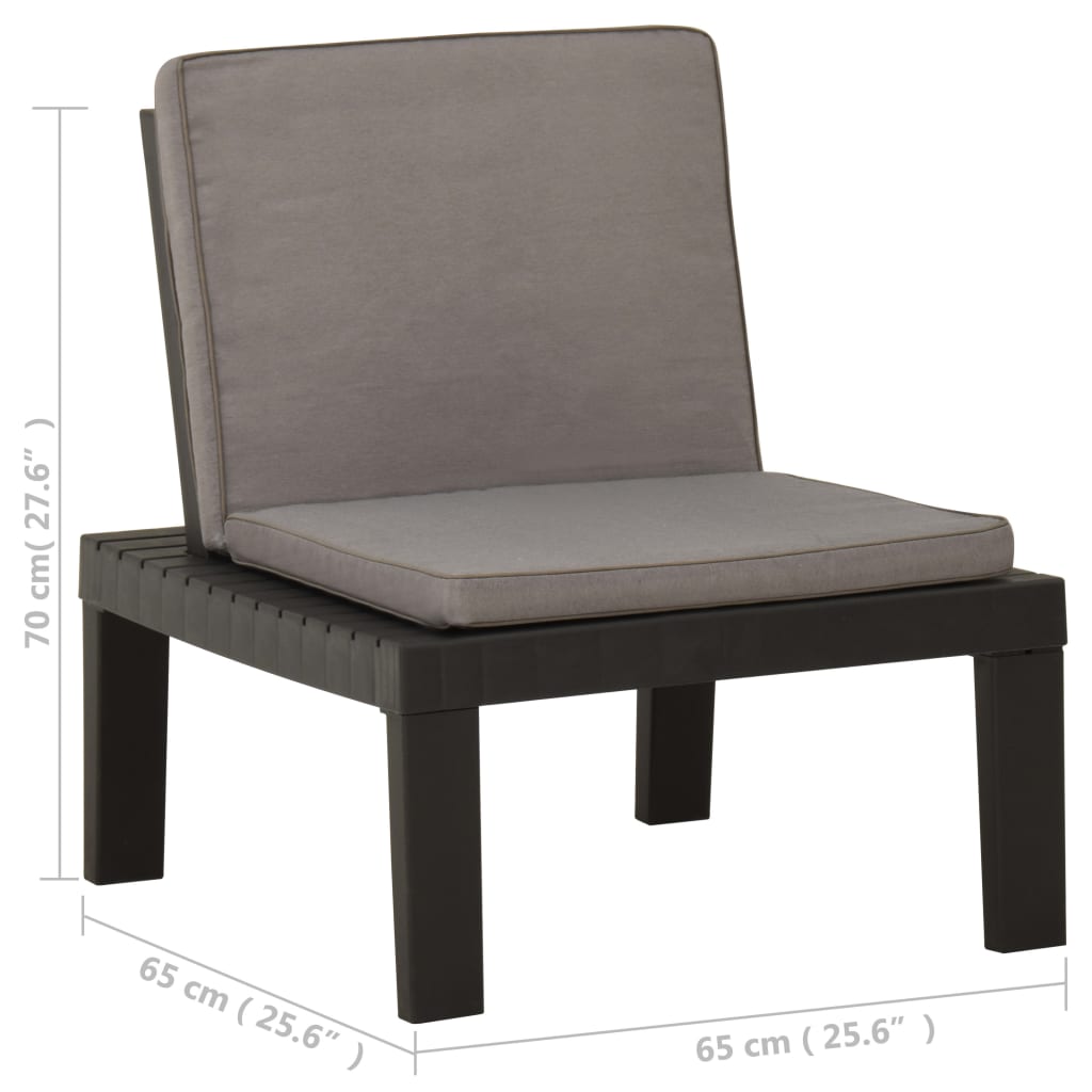 vidaXL Cadeira lounge de jardim com almofadão plástico cinzento