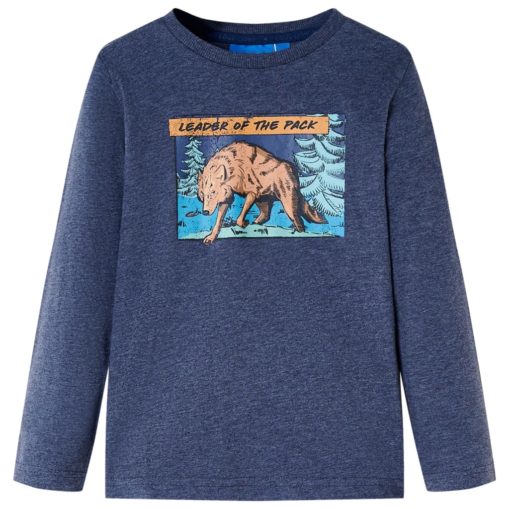 T-shirt de manga comprida para criança azul-escuro mesclado 92