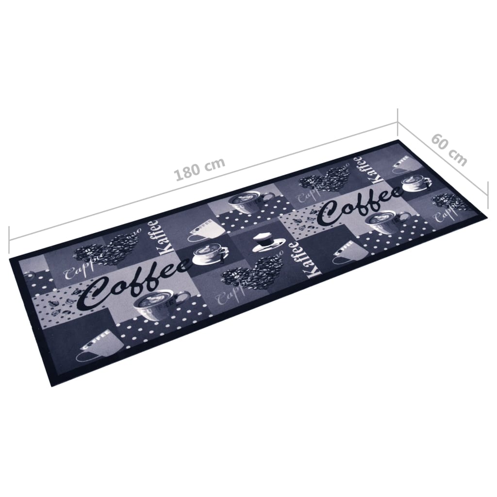 vidaXL Tapete de cozinha lavável com design café 60x180 cm azul