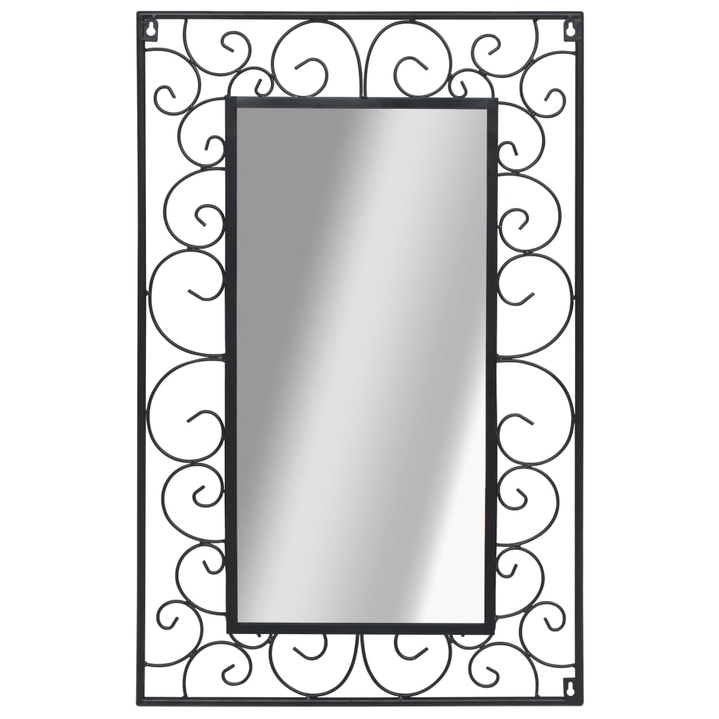 vidaXL Espelho de parede para jardim retangular 50x80 cm preto