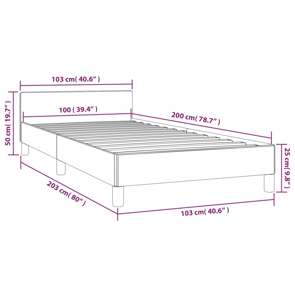 vidaXL Estrutura de cama c/ cabeceira 100x200cm veludo cinzento-escuro
