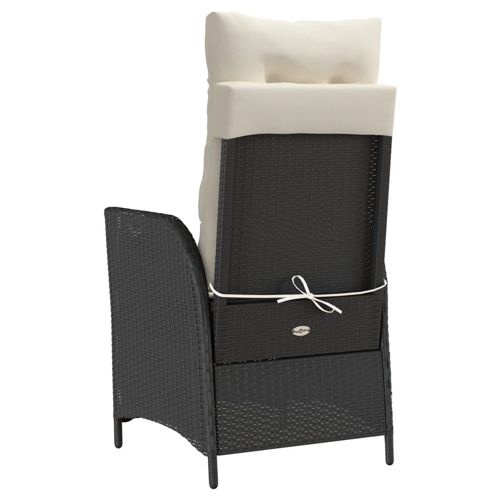 vidaXL Cadeira de jardim reclinável c/ apoio para os pés vime PE preto