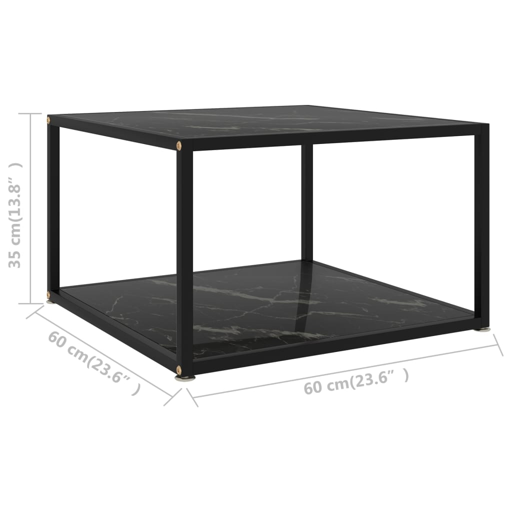 vidaXL Mesa de centro 60x60x35 cm vidro temperado preto