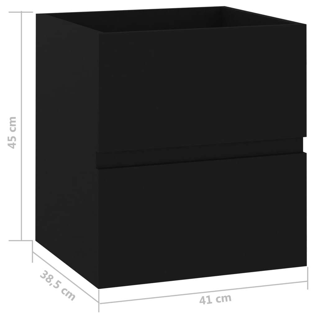 vidaXL Armário lavatório 41x38,5x45 cm contraplacado preto