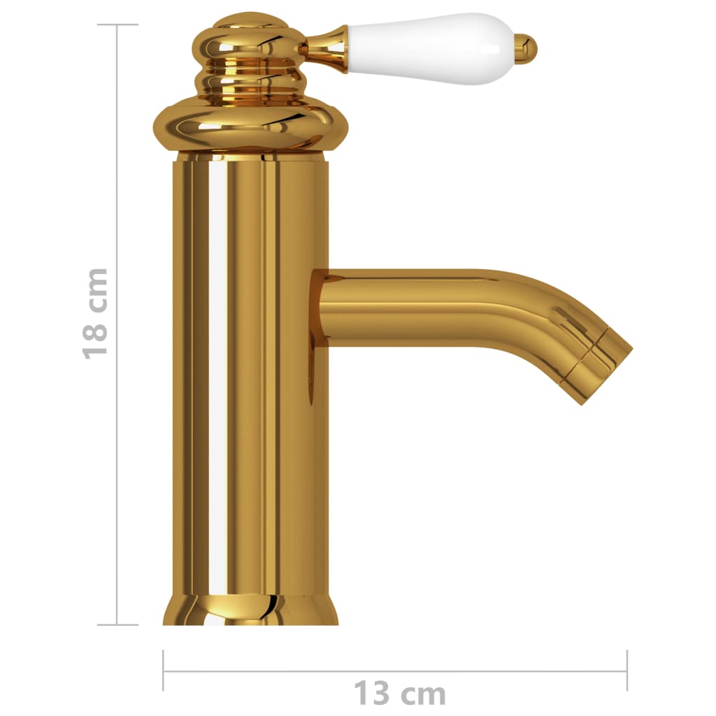 vidaXL Torneira para lavatório de casa de banho 130x180 mm dourado