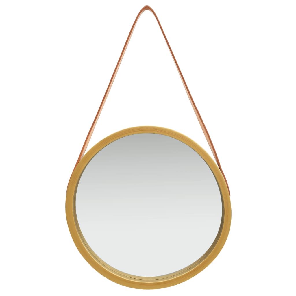 vidaXL Espelho de parede com alça 40 cm dourado