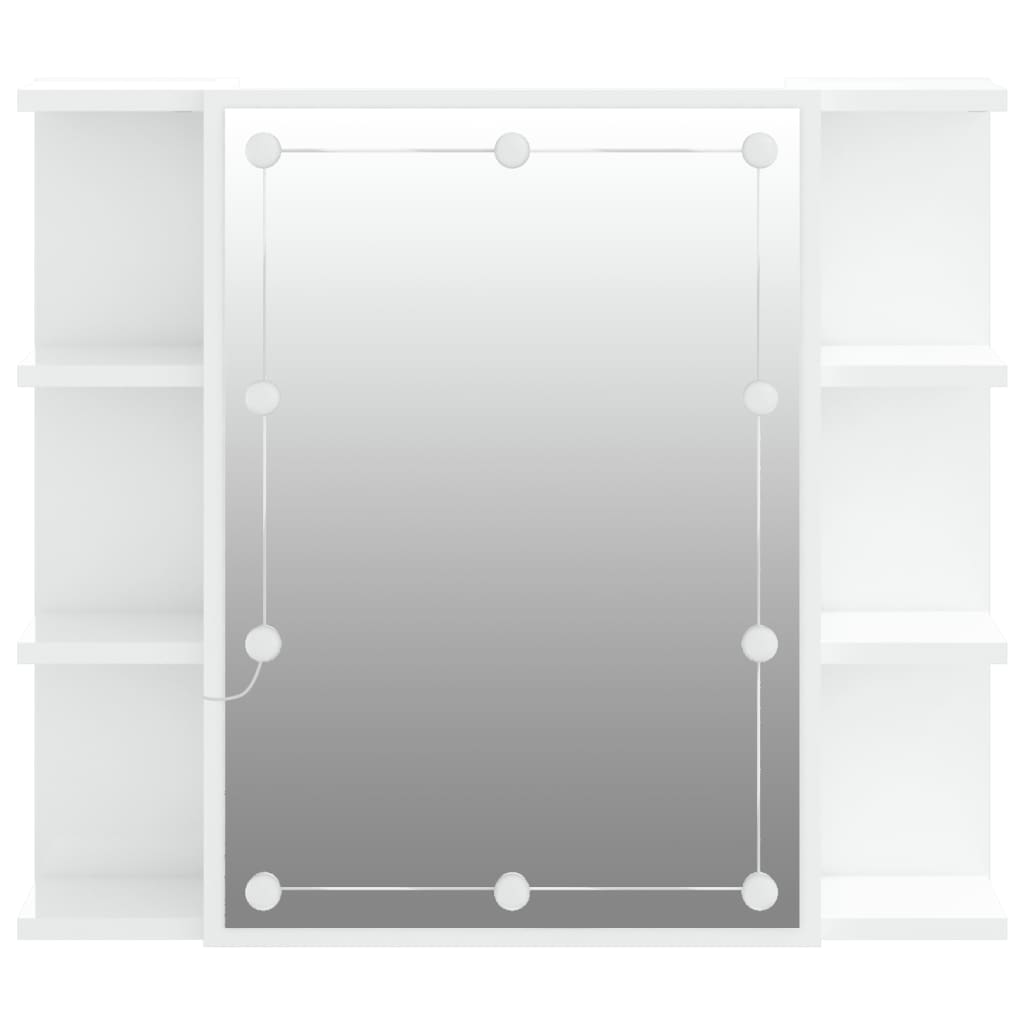 vidaXL Armário espelhado com LED 70x16,5x60 cm branco brilhante