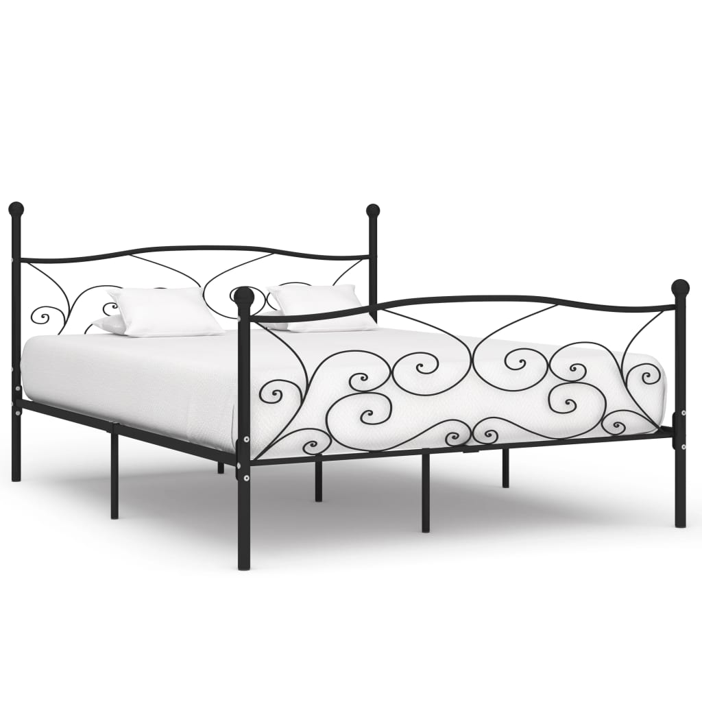 vidaXL Estrutura de cama com estrado de ripas 180x200 cm metal preto