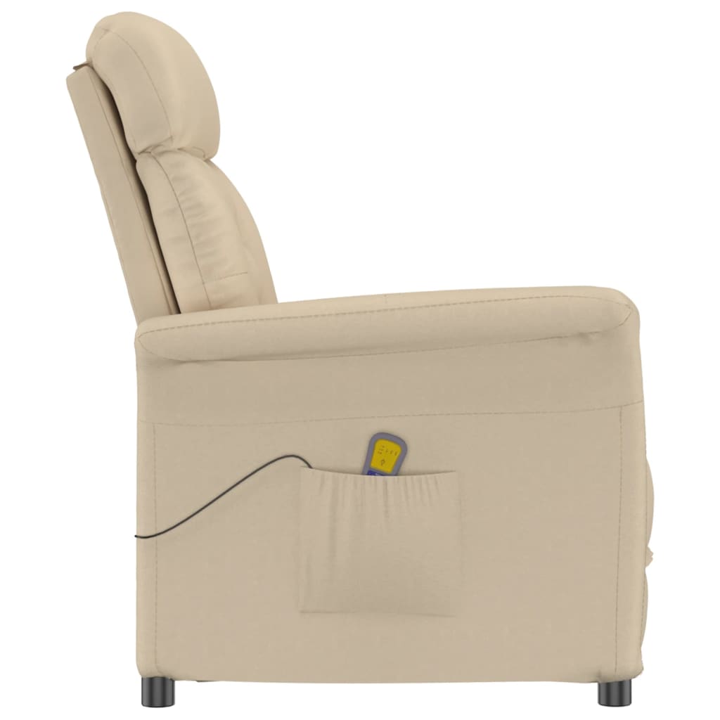 vidaXL Poltrona de massagens reclinável camurça artificial cor creme