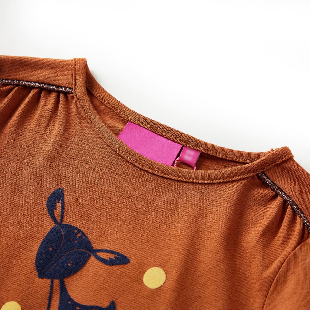 T-shirt de manga comprida para criança cor conhaque 92
