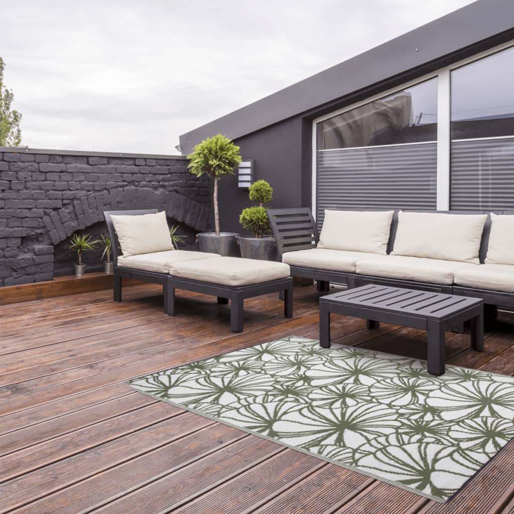 Esschert Design Tapete de exterior 241x152cm padrão floral OC21