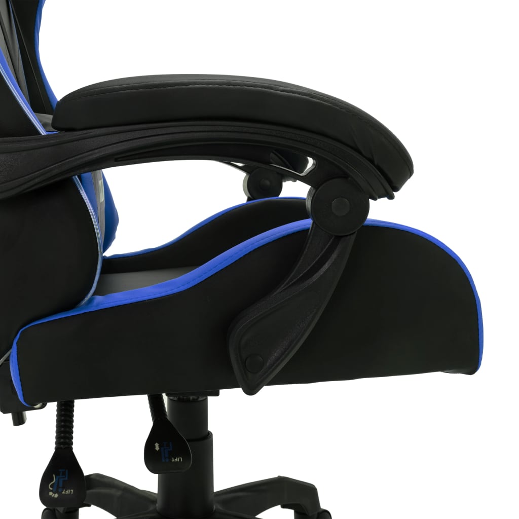 vidaXL Cadeira estilo corrida c/ luzes LED RGB couro artif. azul/preto